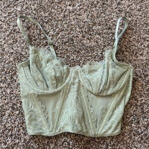 Hollister Lace Bustier Top in Soft Green